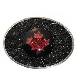 Buckle / Canadian Maple Leaf Glittery Belt Buckle / 3.5" x 2.5"